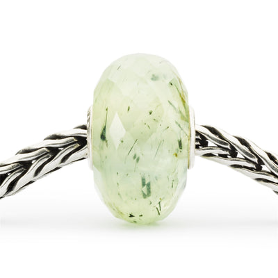 Prehnite with Tourmalinated Quartz Bead