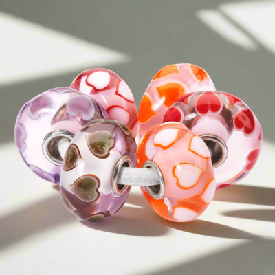 beautiful summer beads in hearts theme