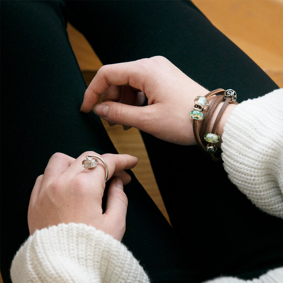 Leather Bracelet Brown with Sterling Silver Lock of Wisdom