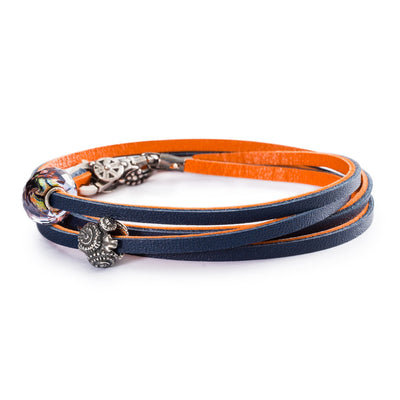 Leather Bracelet Orange/Navy