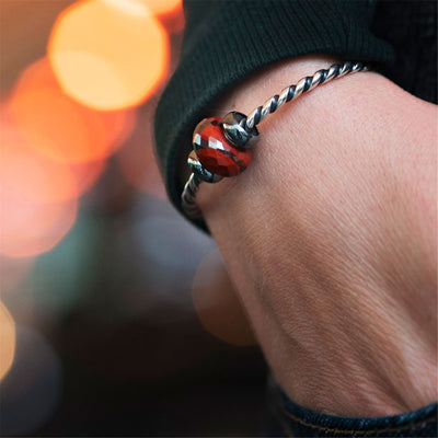 Red Chalcedony with Hematite Bead