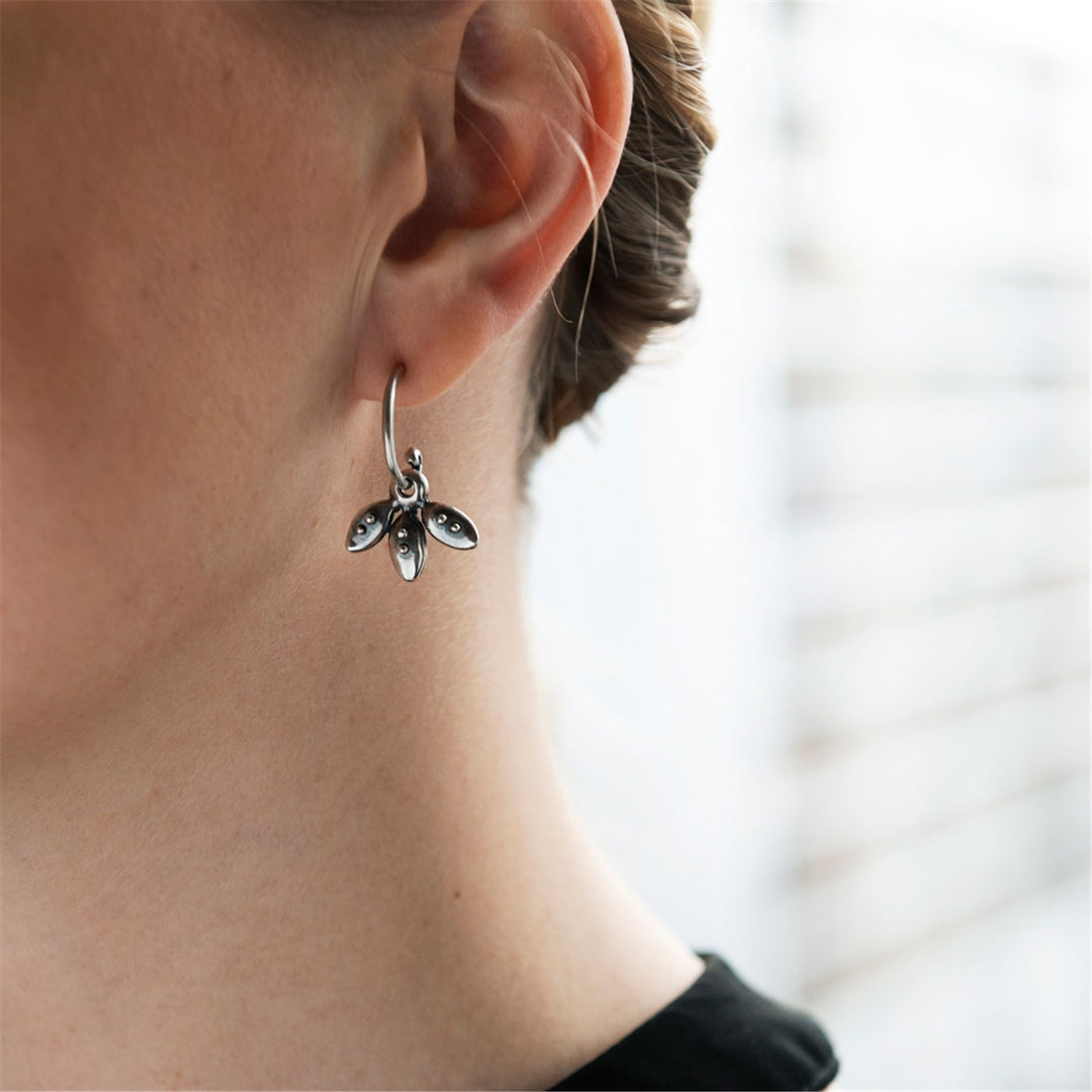 Hanging Petals with Silver Earring Hooks with Buds