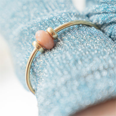 Gold Bangle with Feldspar Moonstone