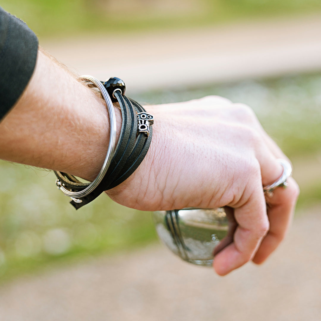 Leather Bracelet Black/Grey